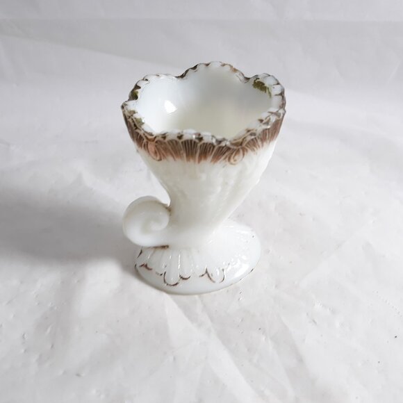 Milk Glass Cornucopia Toothpick Holder Antique - Picture 2 of 5